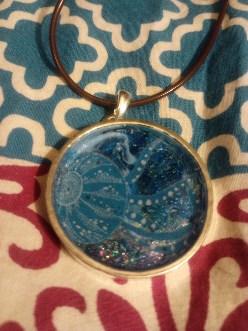 Handmade Blue Glitter Jellyfish Pendant Necklace-UNISEX